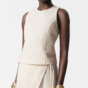 Textured Sleeveless Top in White